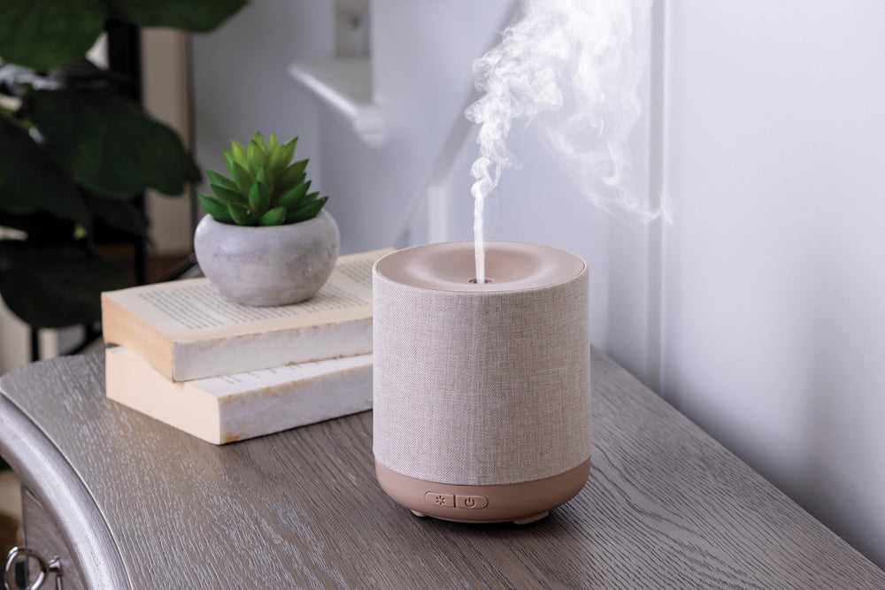 Airome Natural Linen Diffuser Sleeve enhances decor with refined textile texture.