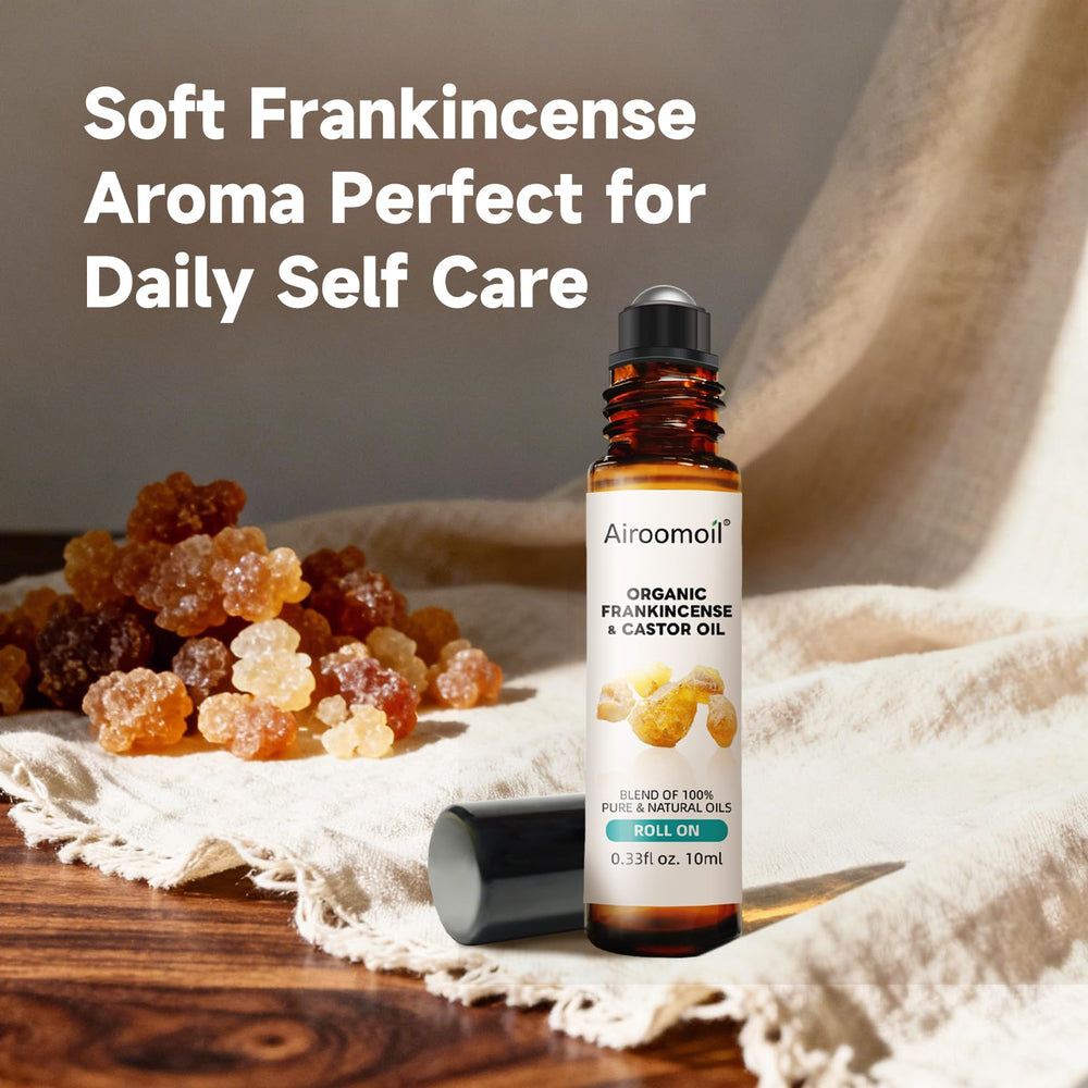 airoomoil Castor & Frankincense Roll-On natural, simple formula.