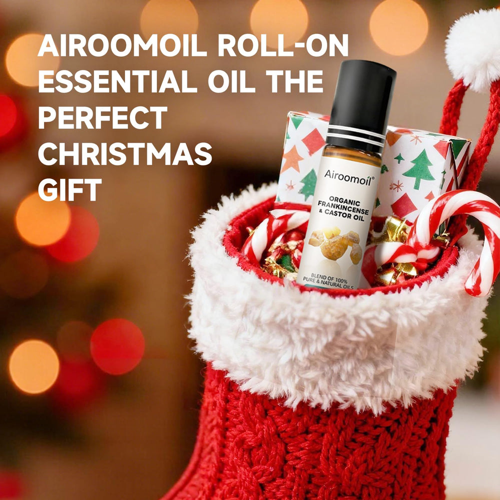 airoomoil Castor & Frankincense Roll-On compact packaging for daily use.