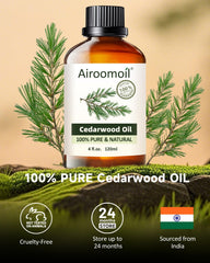 Airoomoil Cedar Oil diffuser blend image for creating calming room ambiance.