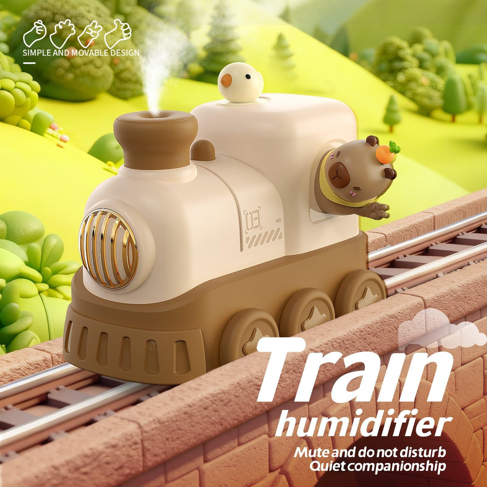 AIRPROSSING Cute Train Diffuser bedroom setup with gentle aroma and humidity.