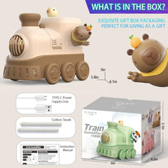 AIRPROSSING Cute Train Diffuser brown side view promotes aroma diffusion.