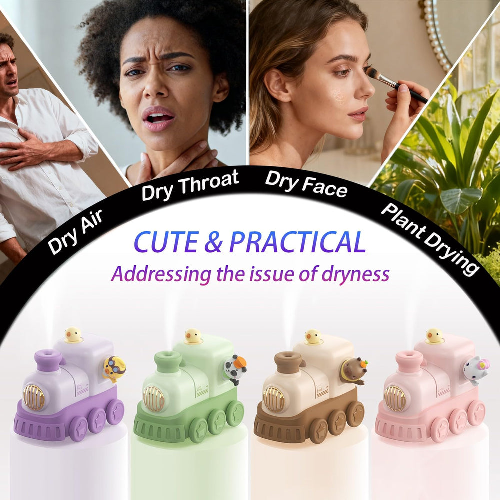 AIRPROSSING Cute Train Diffuser with breathing night light enhances cozy ambiance.