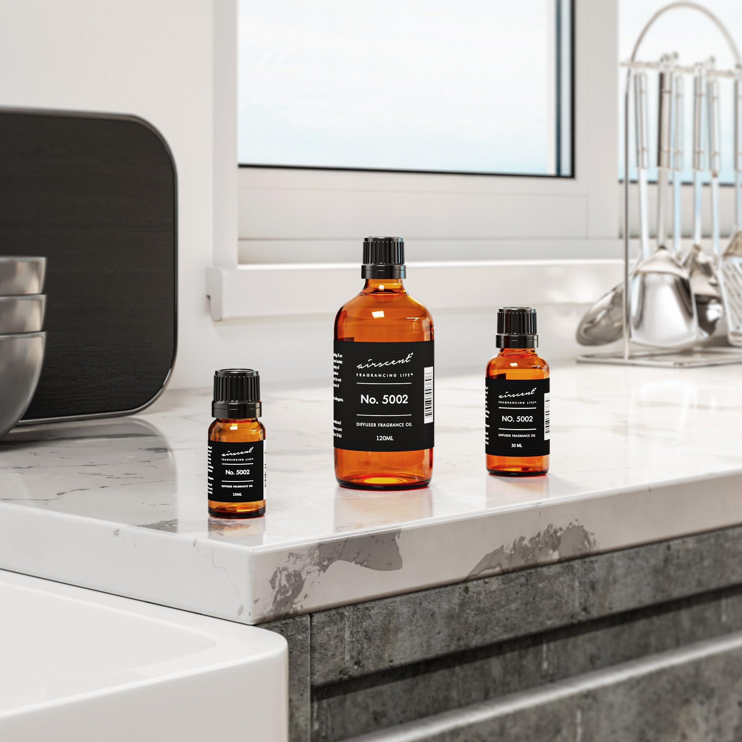 Air-Scent amber glass bottle preserves fragrance quality