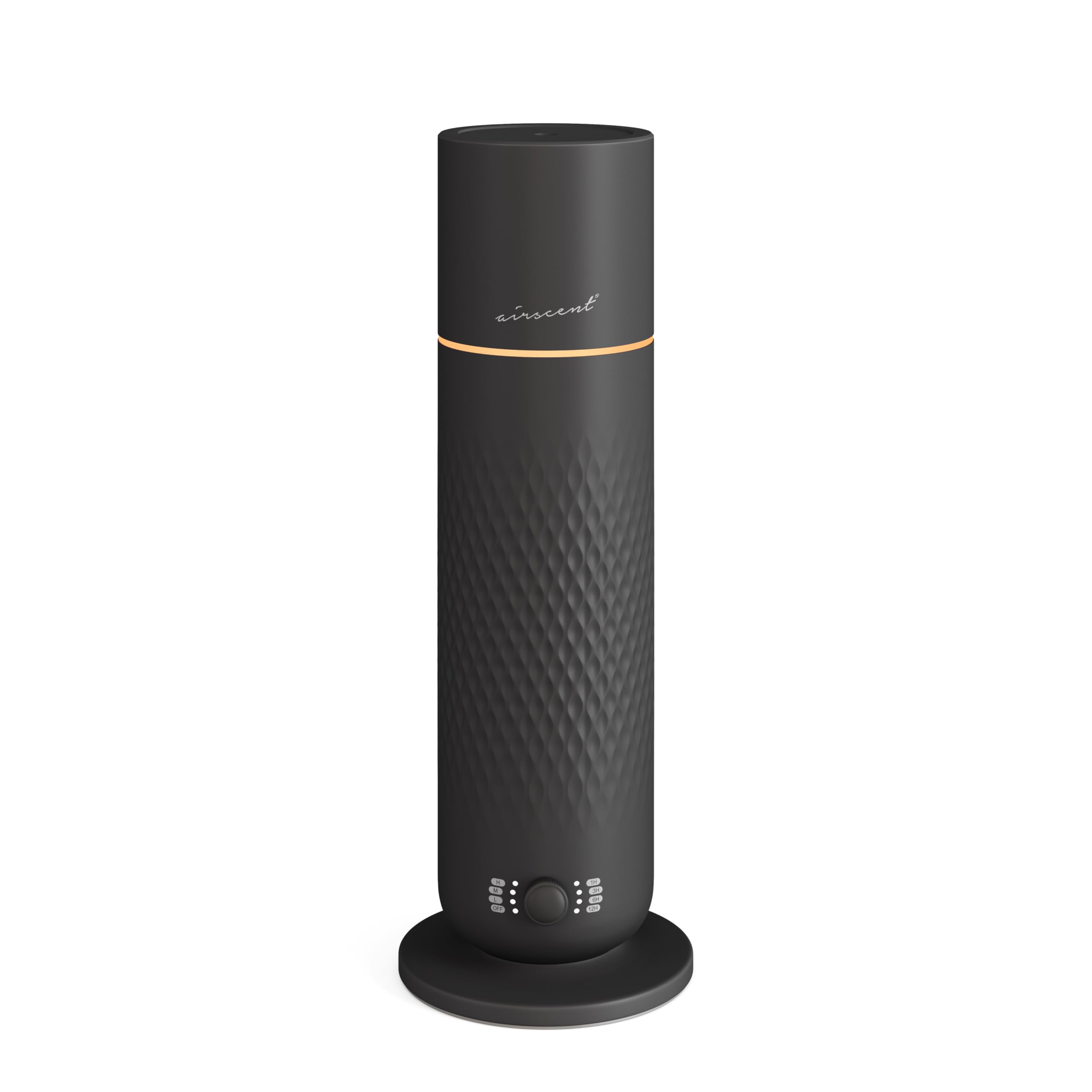 Air-Scent Waterless Diffuser front view highlights sleek black design for quiet, energy-efficient scenting.