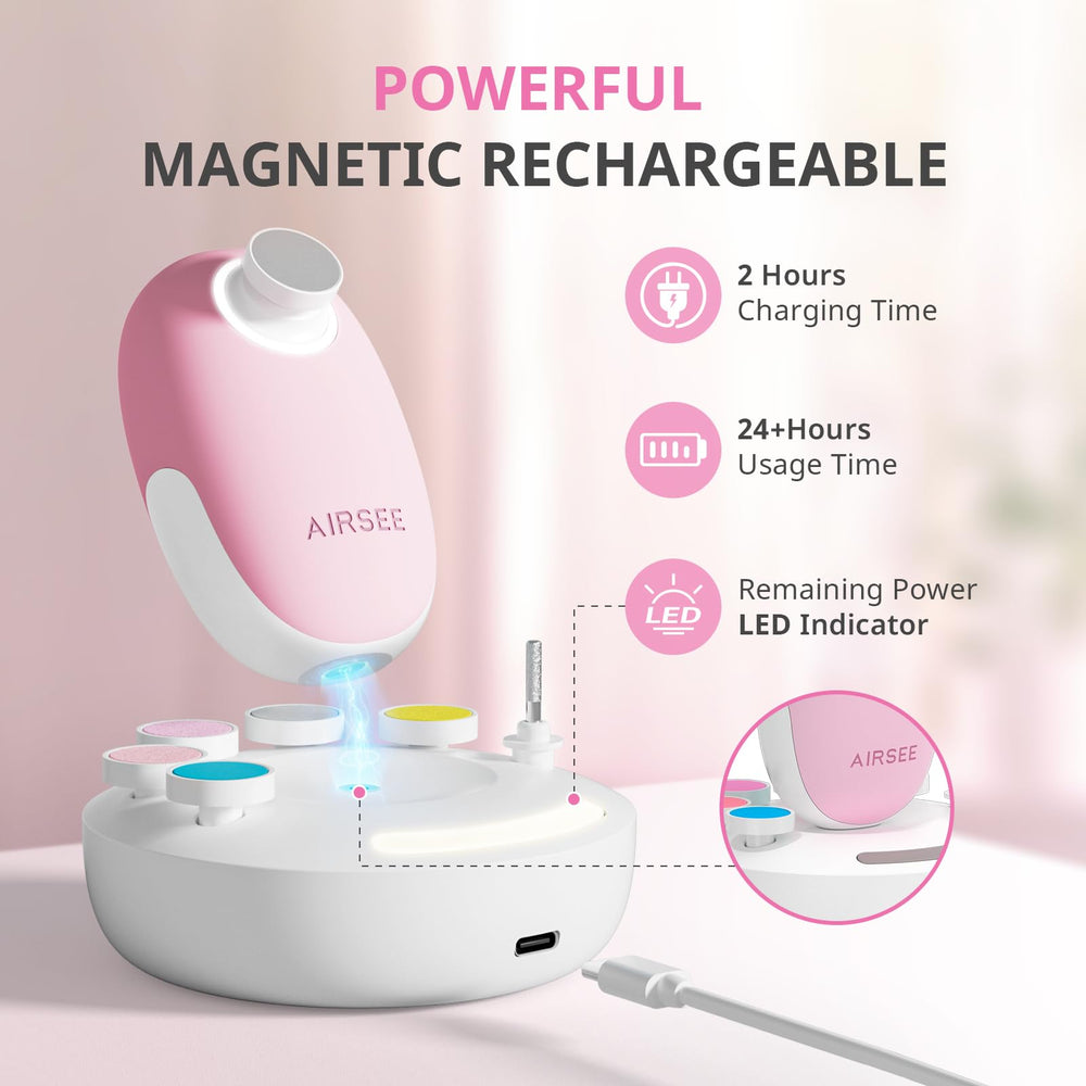 AIRSEE Baby Nail Trimmer 360 LED ring illuminates nails from all angles.