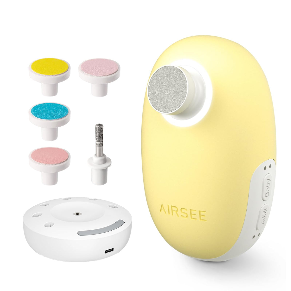 AirSee baby nail trimmer with LED ring light for clear nighttime visibility