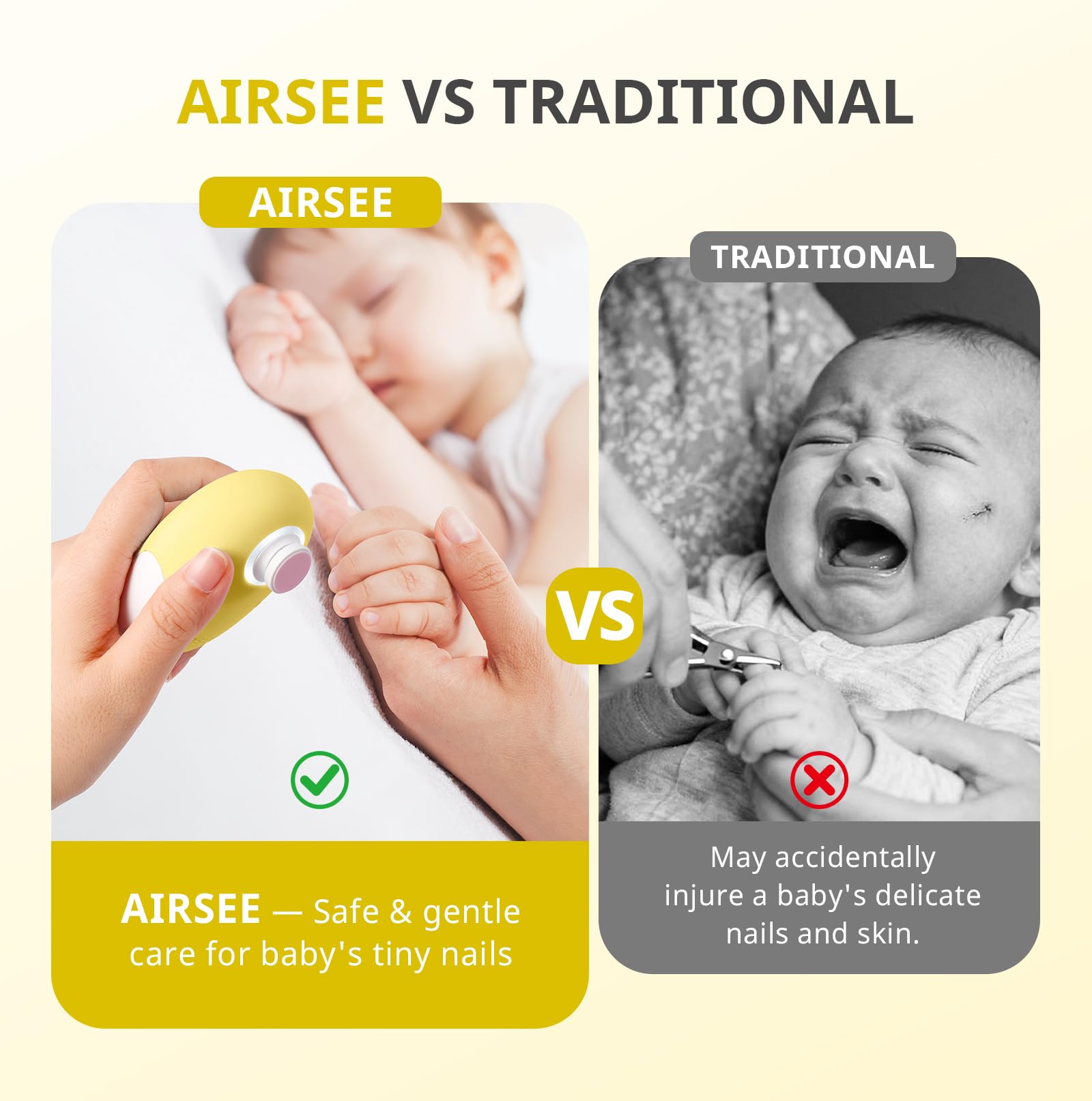 AirSee in use on a sleeping baby for gentle trimming
