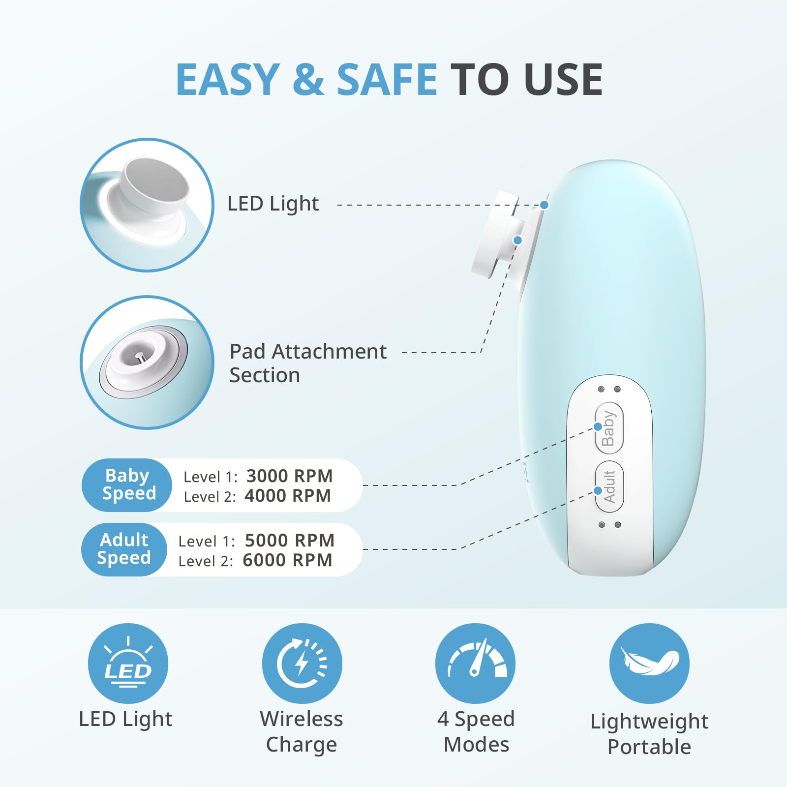 AIRSEE magnetic charging base keeping the nail file powered and organized