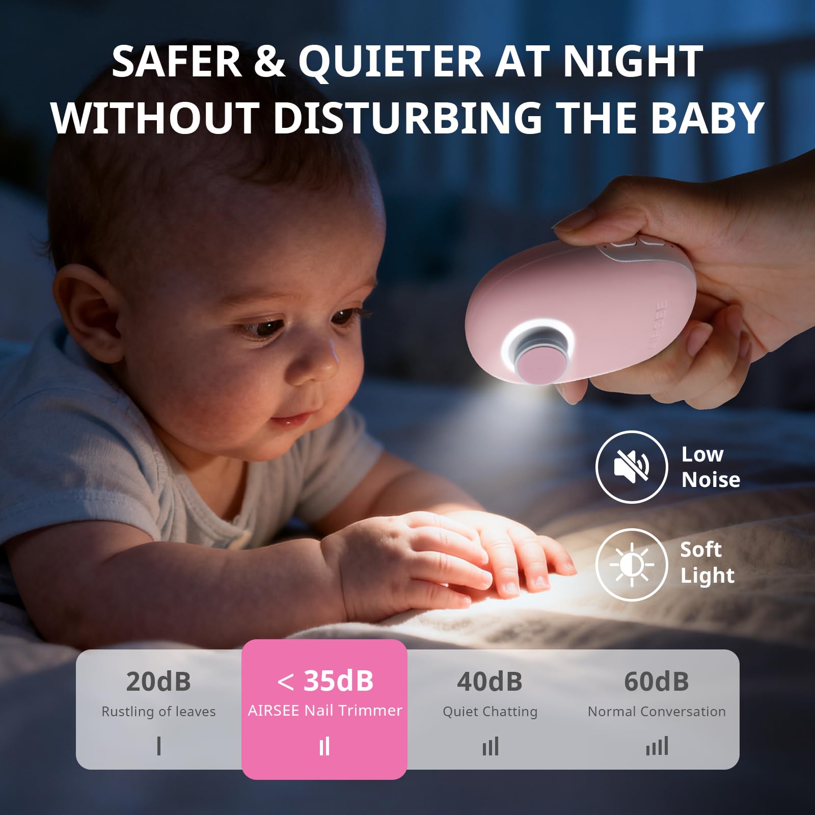 AIRSEE cordless operation for silent nighttime care