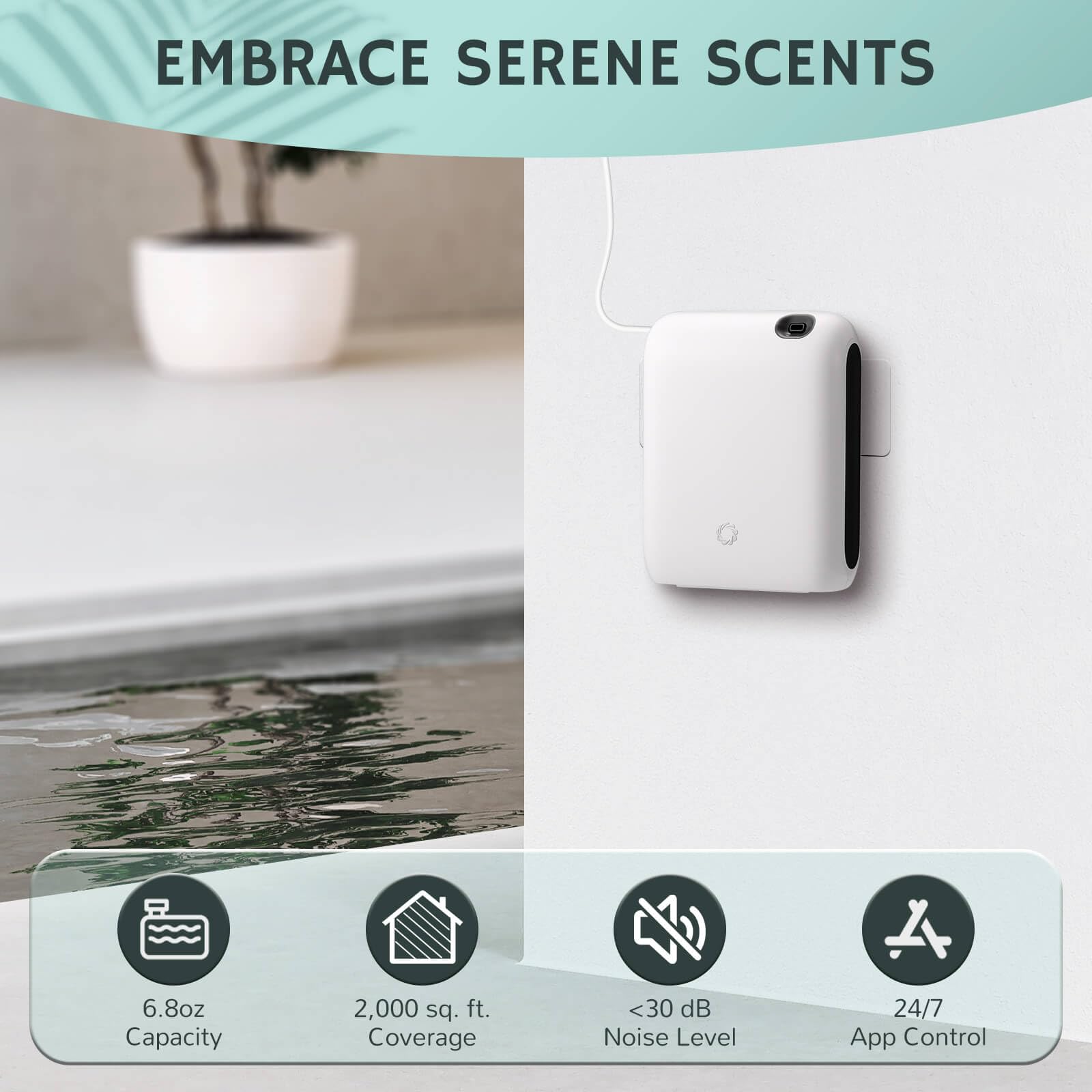 Airthereal smart app control diffuser with remote fragrance management.