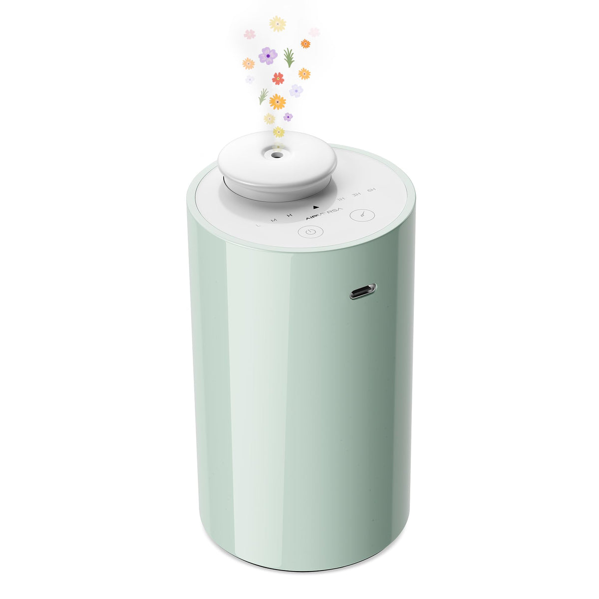 Airversa AN6 Green Lily car diffuser fits securely in cup holders for fresh journeys