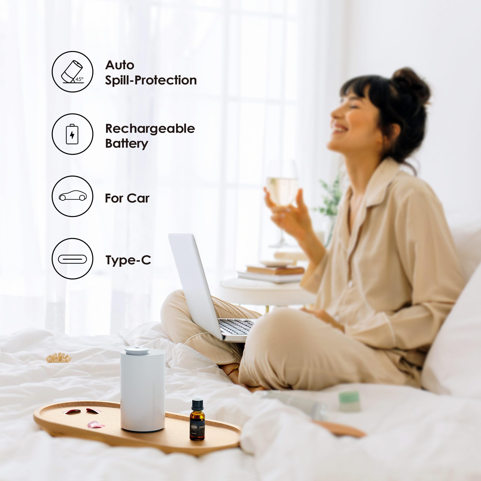 Airversa AN6 white compact design fits desks, cars, and small spaces.