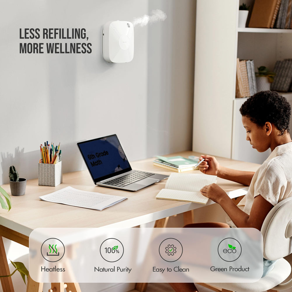 Airversa diffuser in a bright lounge illustrating large-room diffusion