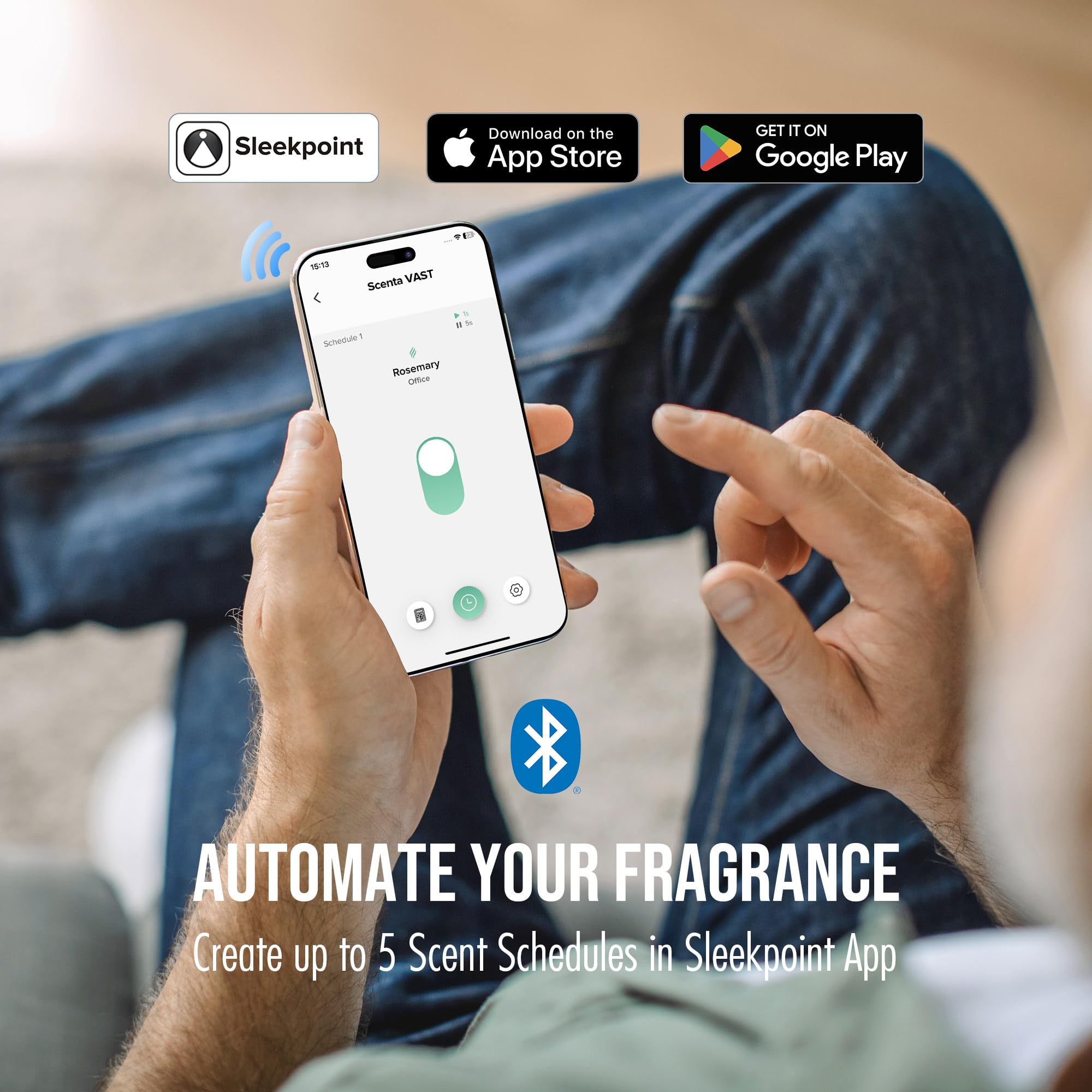 Airversa Sleekpoint app control shown on smartphone for custom schedules