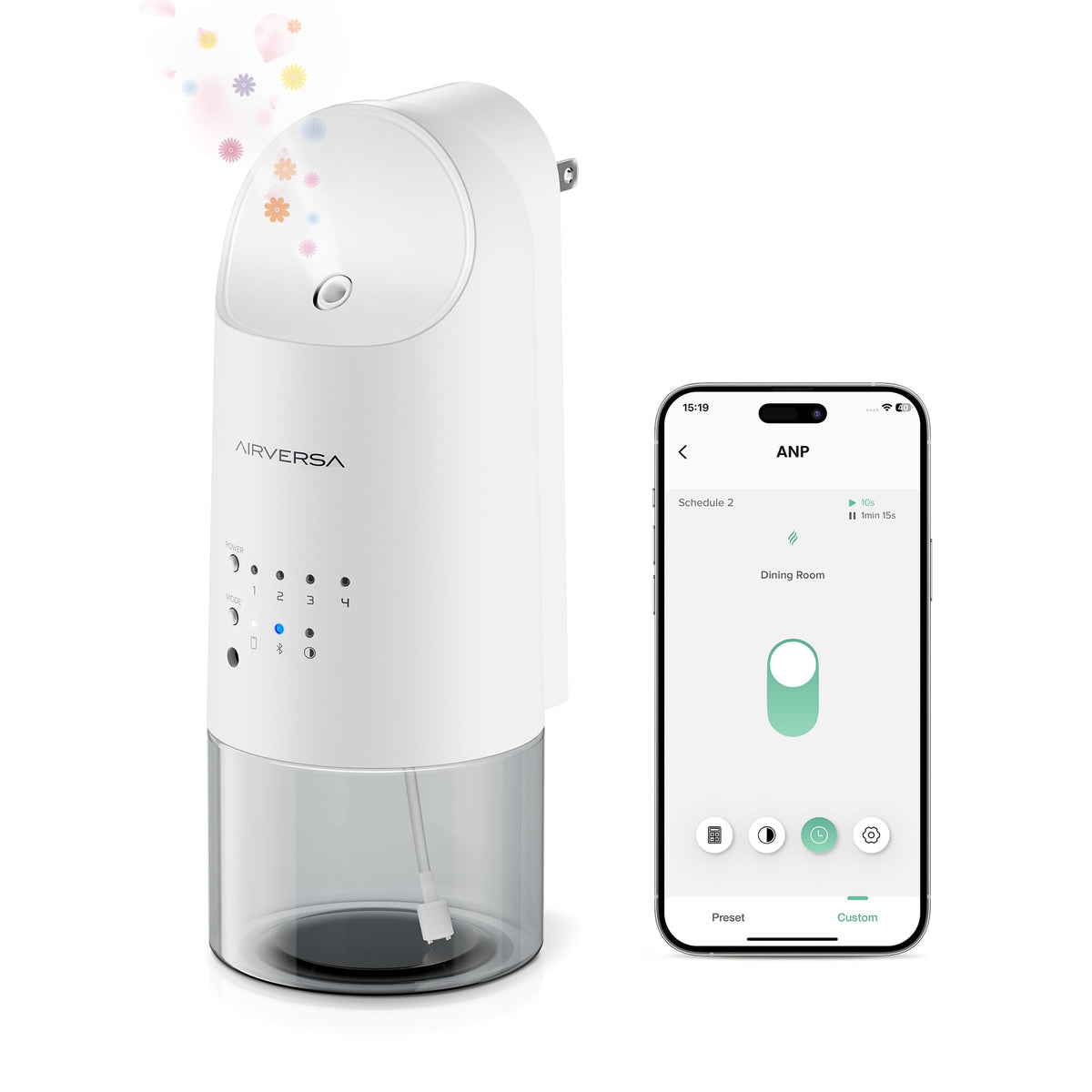 Airversa smart diffuser wall plug front view for quick scent diffusion