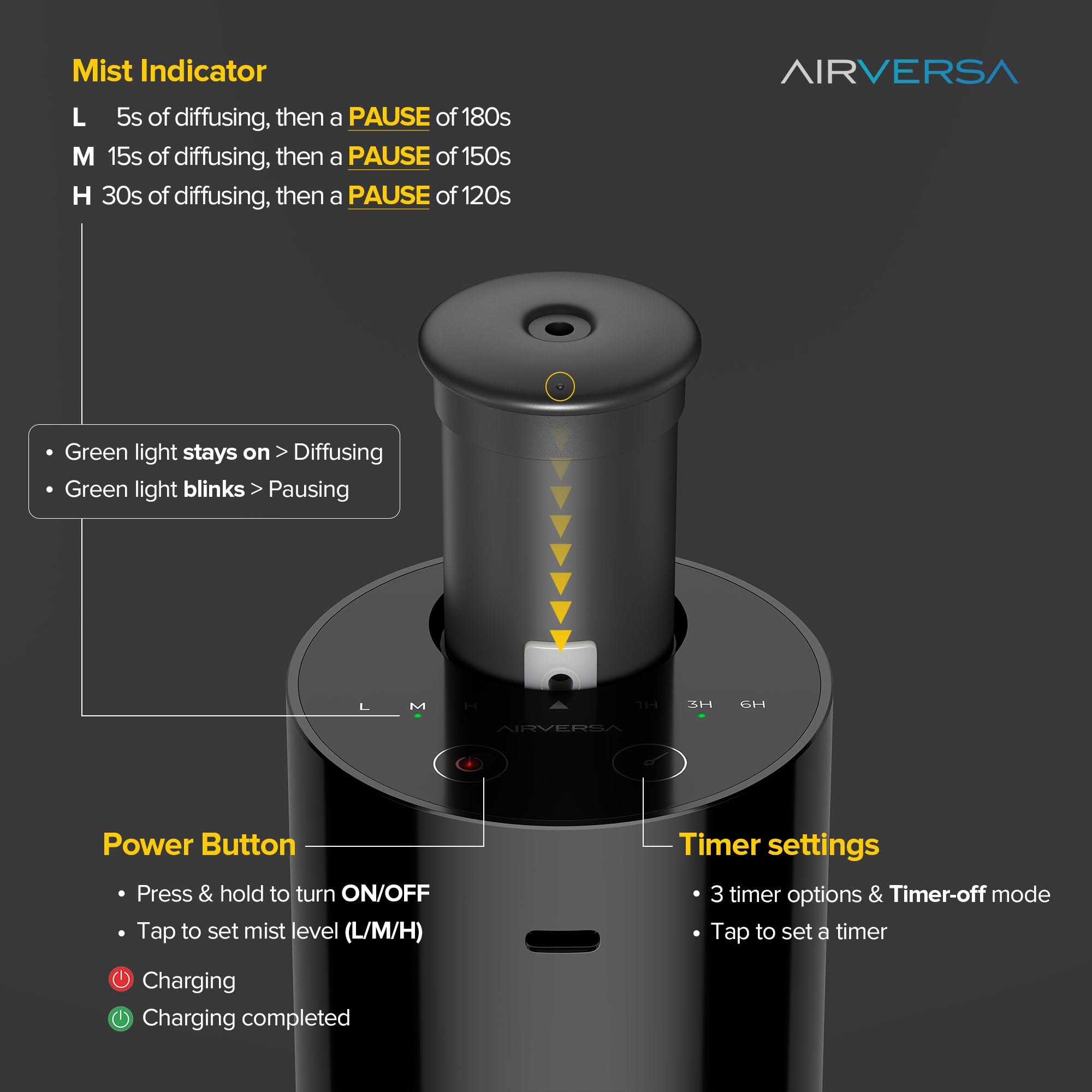 Airversa 20 mL bottle compatibility for easy refills.