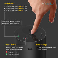 Airversa waterless diffuser with three mist levels ideal for customizable ambience.