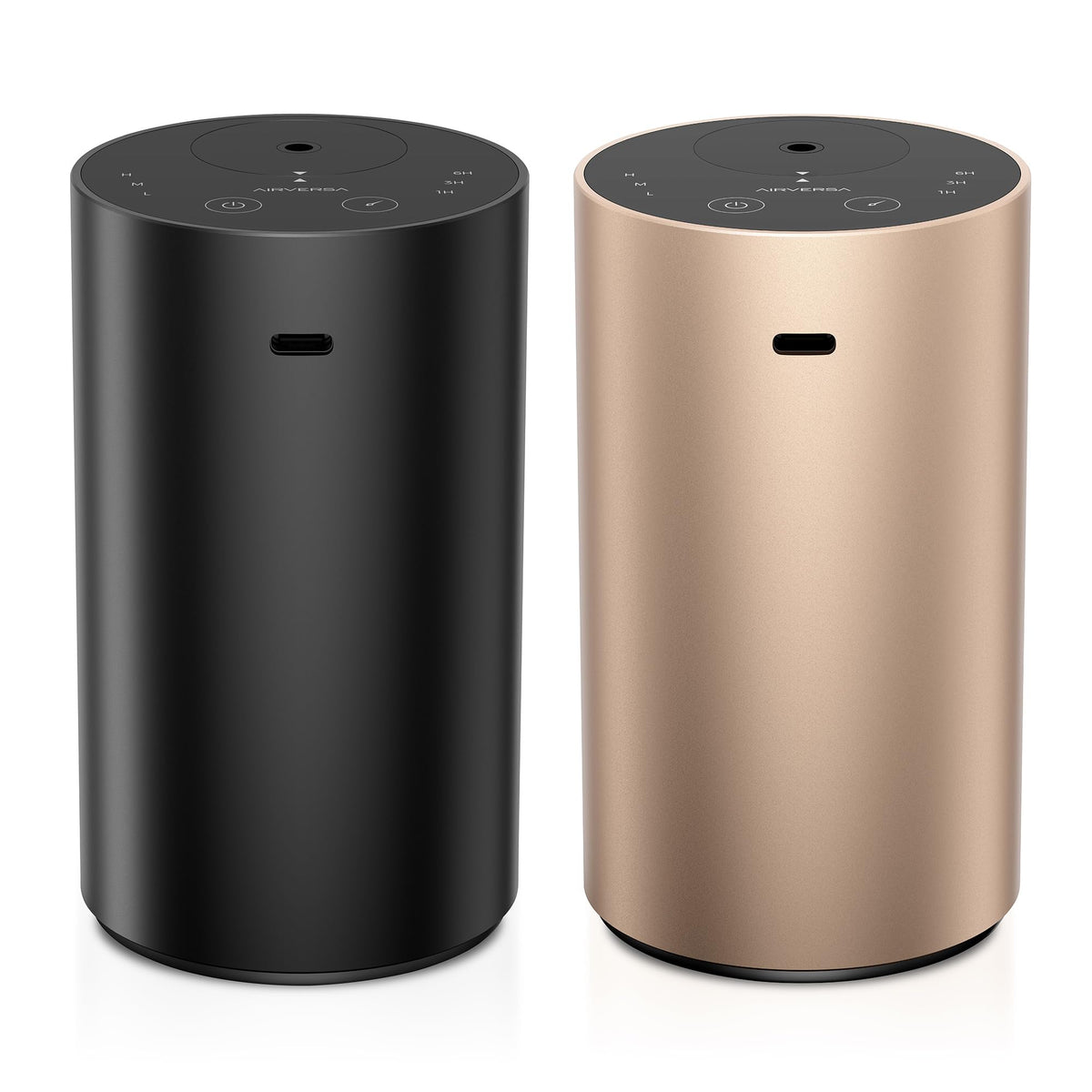 Airversa ADX Black waterless diffuser shown in a compact metal design for stylish room diffusion.