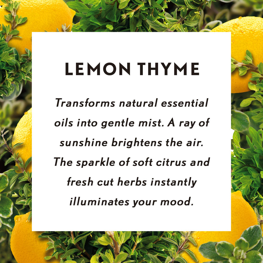 Air Wick Essential Mist Lemon Thyme refill packaging designed for easy replacement.