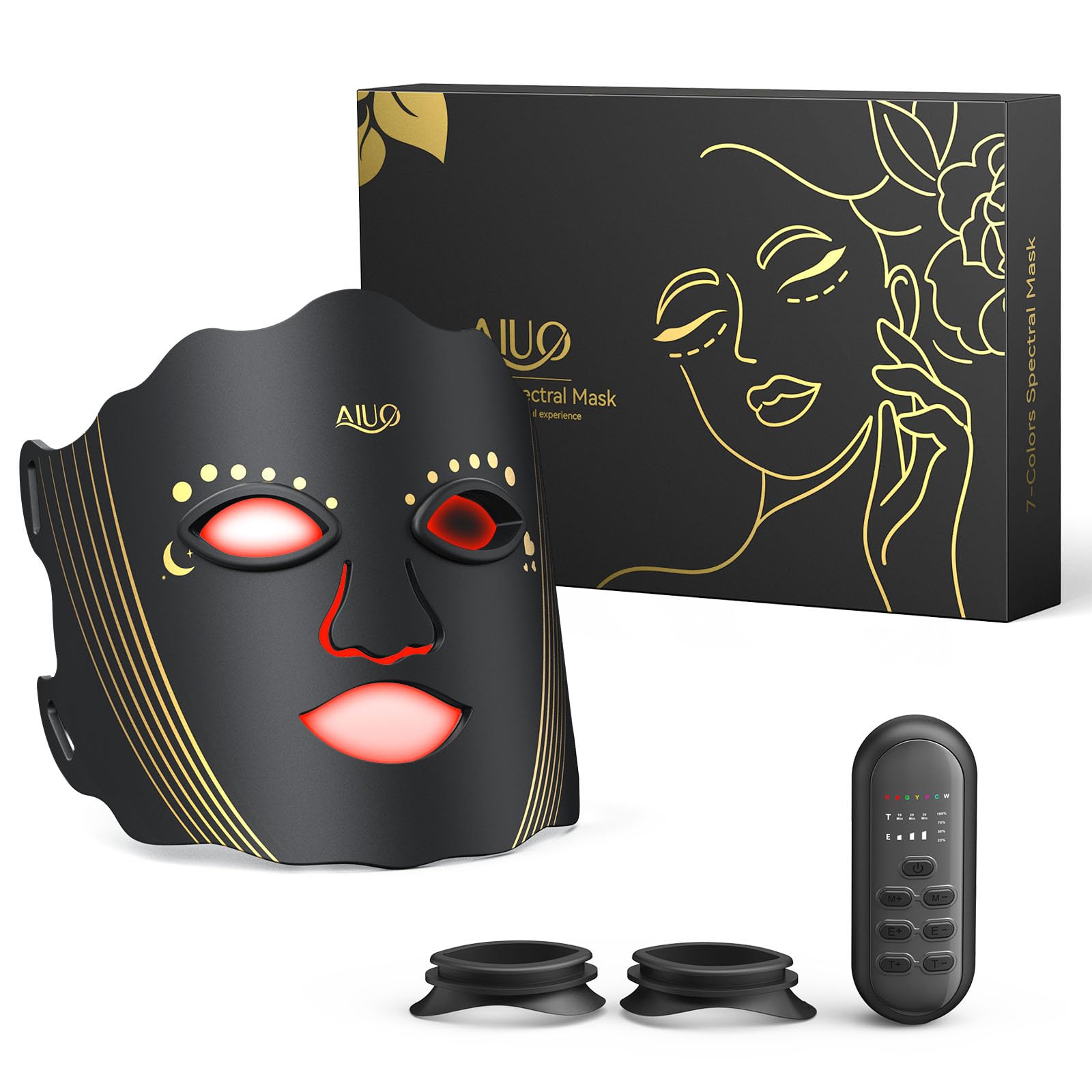 AIUO red light mask with rechargeable remote for convenient at-home sessions