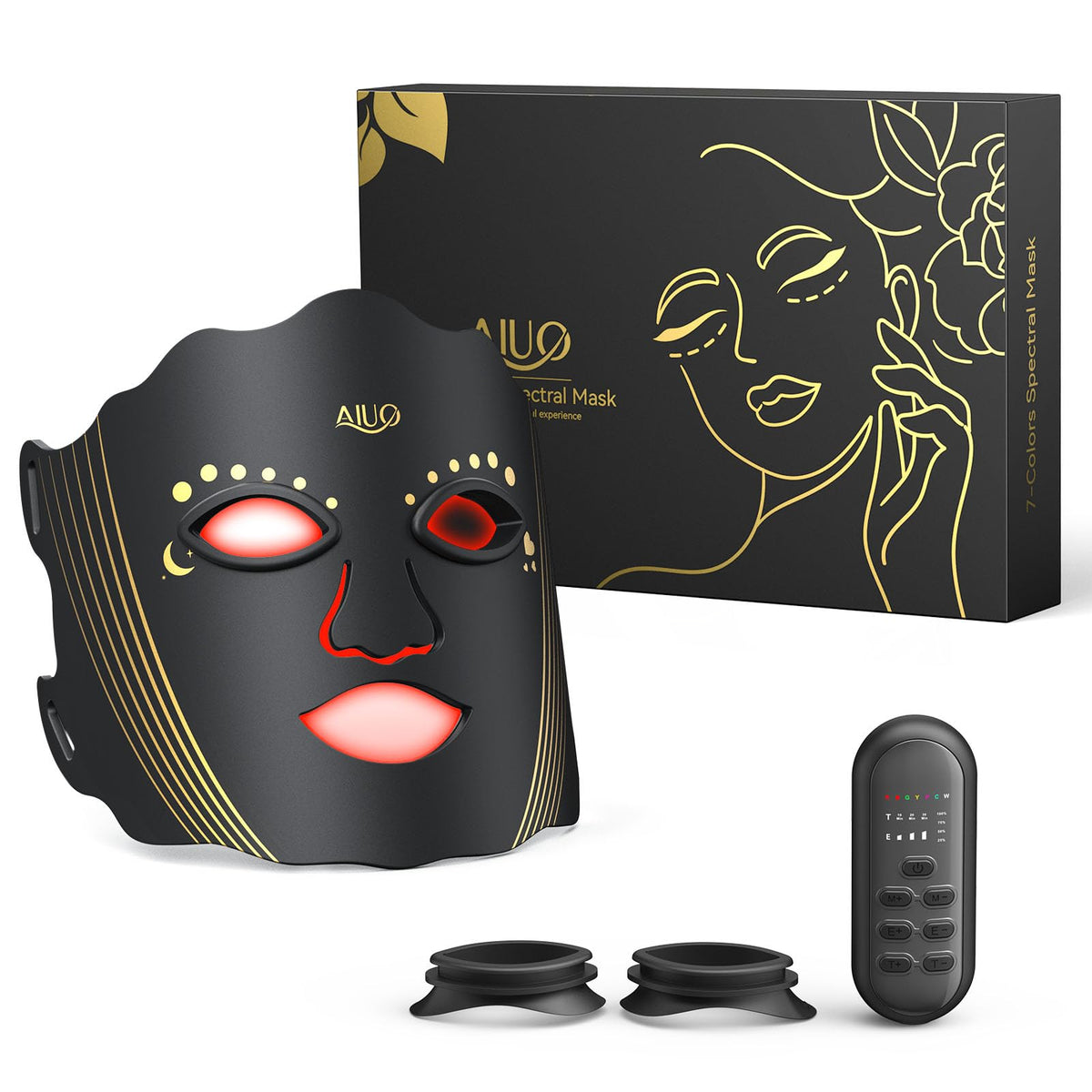 AIUO red light mask with rechargeable remote for convenient at-home sessions
