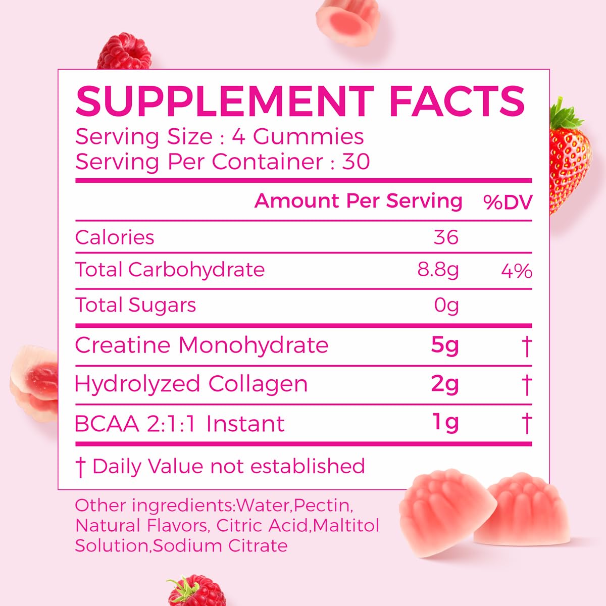 AiVital Creatine Gummies for Women close-up showing berry flavor for daily use.