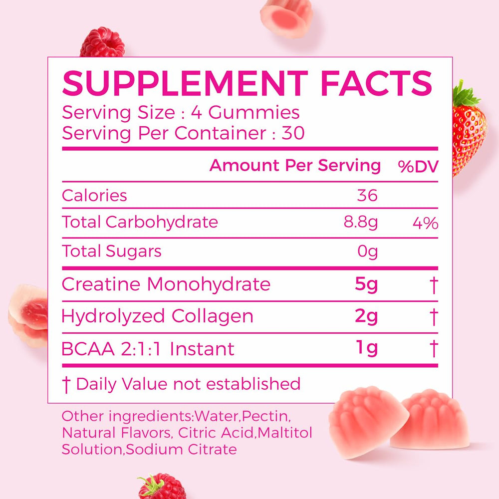 AiVital Creatine Gummies for Women close-up showing berry flavor for daily use.