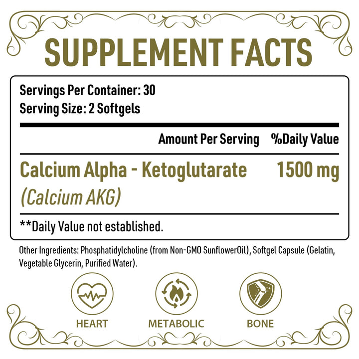AJAXERRUE Liposomal Ca AKG capsules close-up emphasizes premium softgels