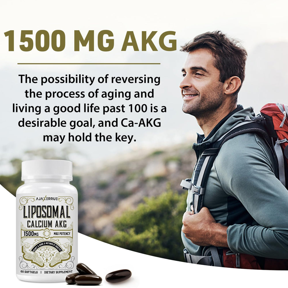 AJAXERRUE Liposomal Ca AKG supplement packs showcased for convenient dosing