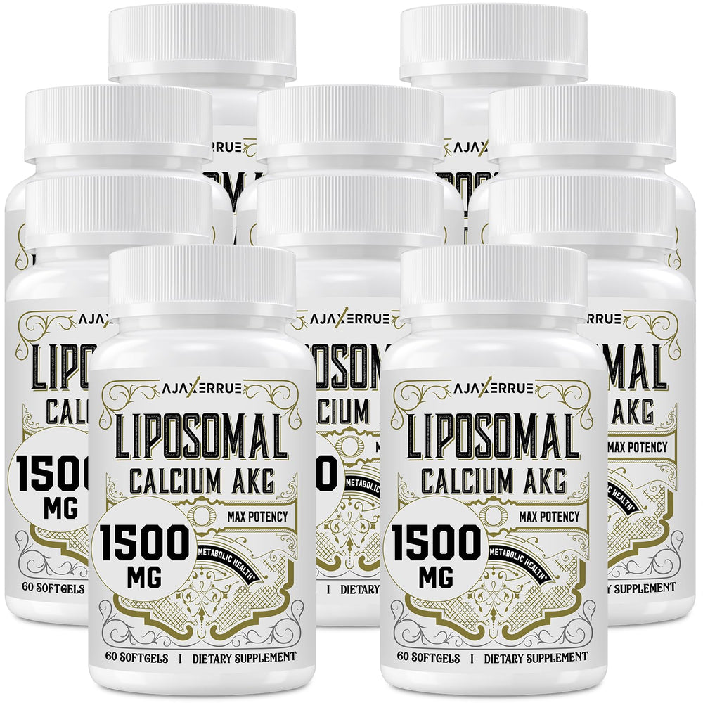 AJAXERRUE Liposomal Calcium AKG bottle-front supports energy balance and overall wellness.