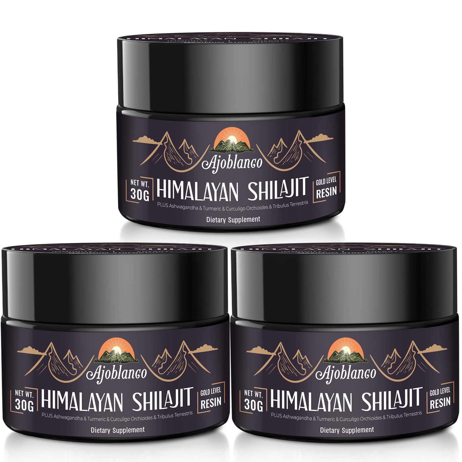 Ajoblanco Himalayan Shilajit Resin bottle ready for daily energy.