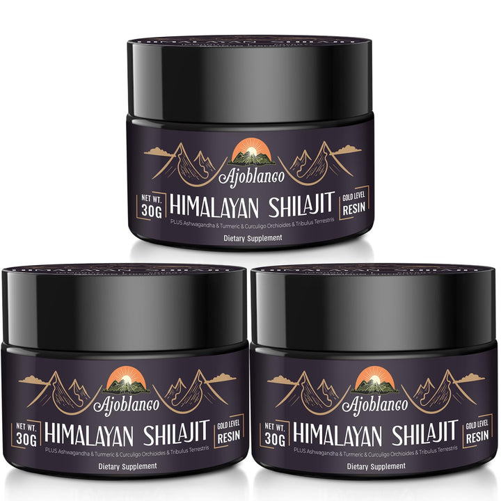 Ajoblanco Himalayan Shilajit Resin bottle ready for daily energy.