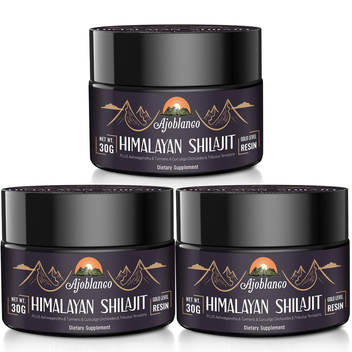 Ajoblanco Himalayan Shilajit Resin bottle ready for daily energy.