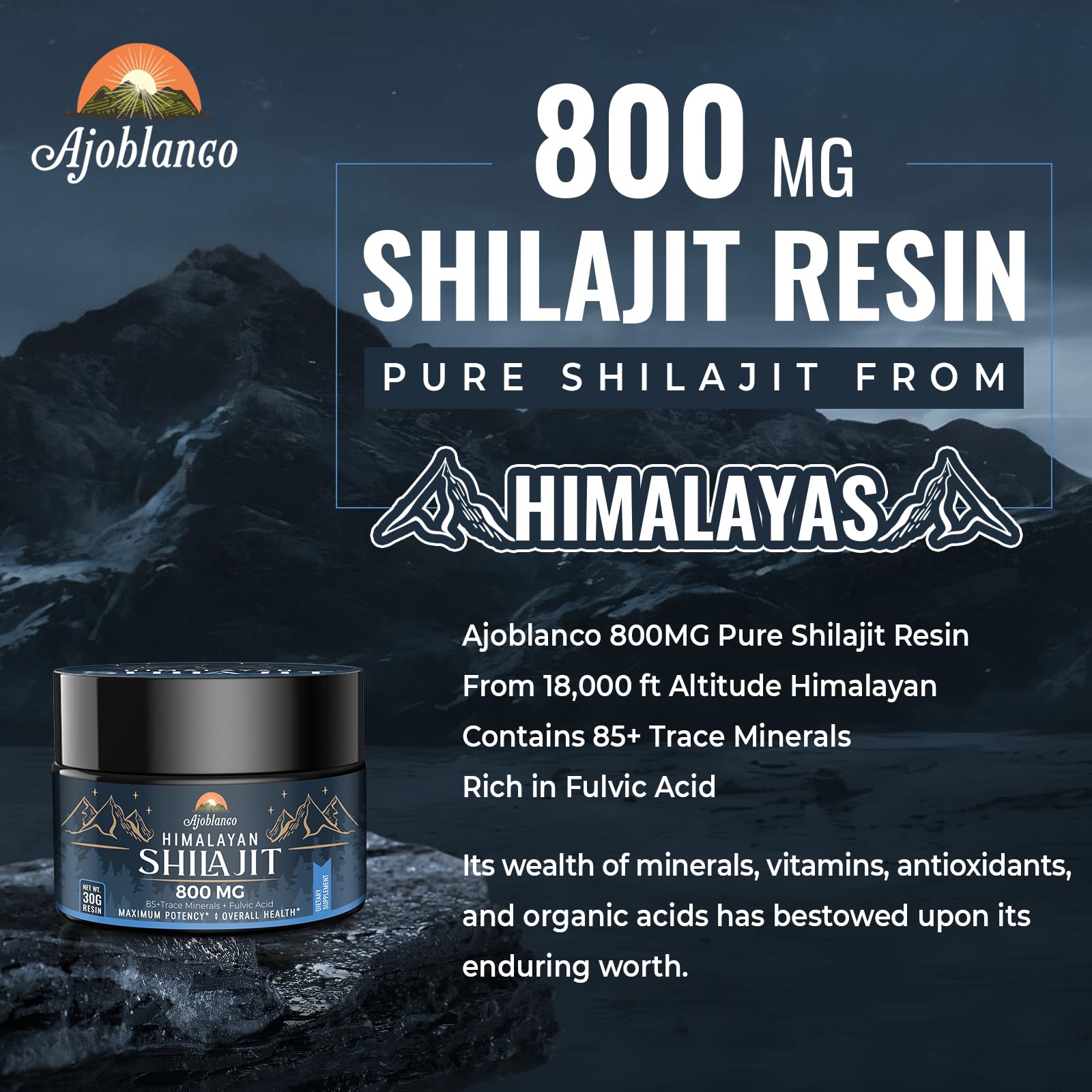 Ajoblanco shilajit resin measuring sticks in pack enable easy dosing.