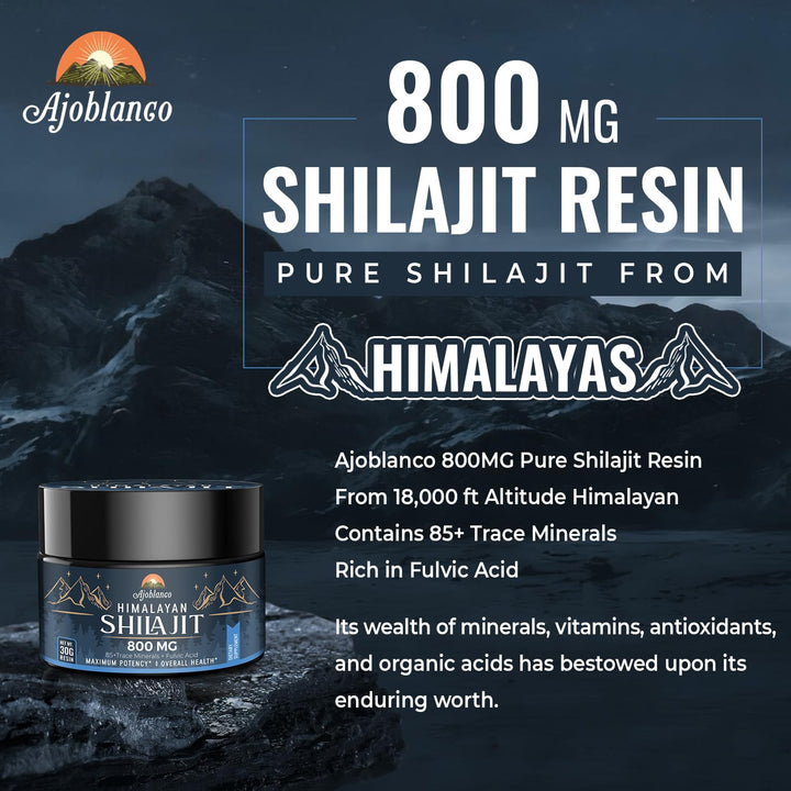 Ajoblanco shilajit resin measuring sticks in pack enable easy dosing.