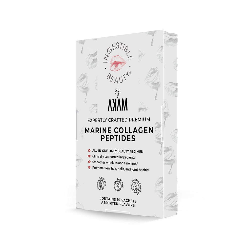 Akam Beauty daily beauty routine glass showing easy mix of collagen powder.