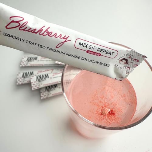 Akam Beauty Marine Collagen Powder Blushberry sachet for flavorful daily beauty ritual.