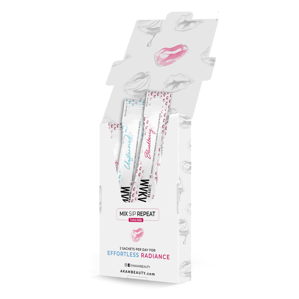 Akam Beauty Marine Collagen Powder Unflavored sachet for daily nourishment and versatility.