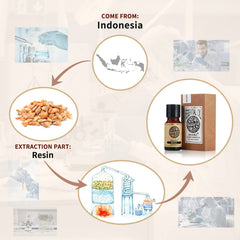 AKARZ Benzoin Essential Oil with dropper for precise dosing in blends.