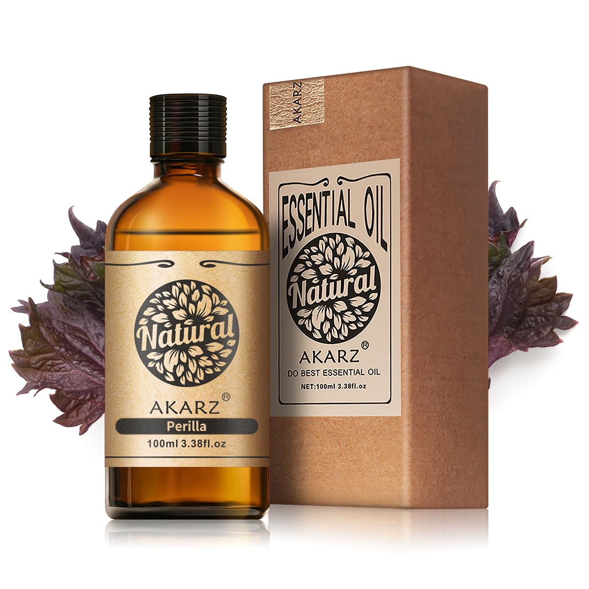 AKARZ Perilla oil in amber bottle preserves potency and aroma.