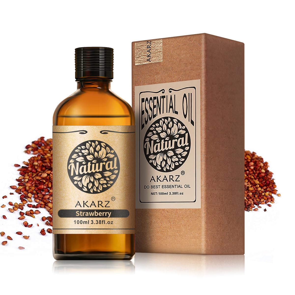 AKARZ Strawberry Oil in amber bottle for long-lasting fragrance and preservation