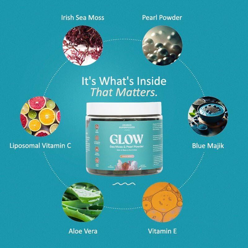 Akasha Sea Moss Glow Gummies Strawberry Lemonade flavor close up