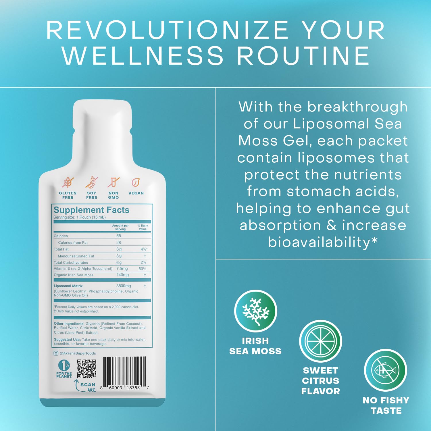 Akasha's vegan formula uses organic Irish Sea Moss for clean plant-based nutrition.