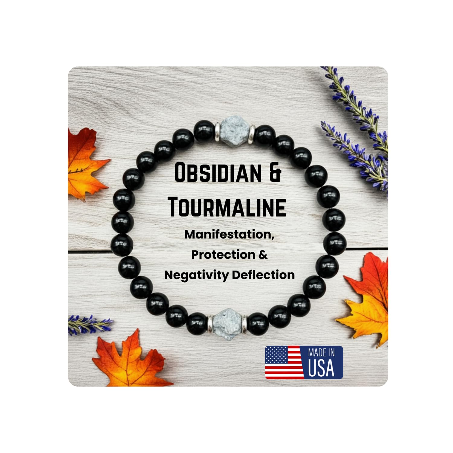 AKDNZ obsidian-tourmaline bracelet 6mm close-up showing protective energy