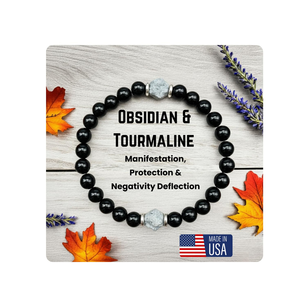 AKDNZ obsidian-tourmaline bracelet 6mm close-up showing protective energy