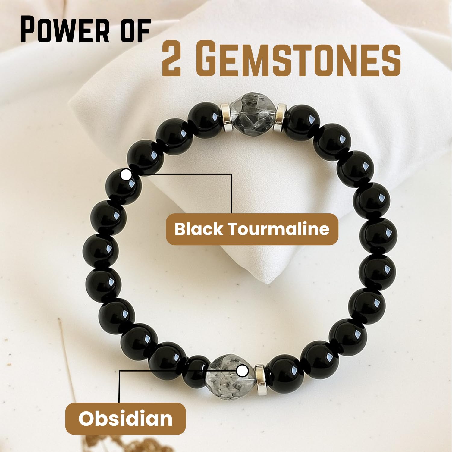 AKDNZ obsidian-tourmaline bracelet worn on wrist, versatile for everyday wear
