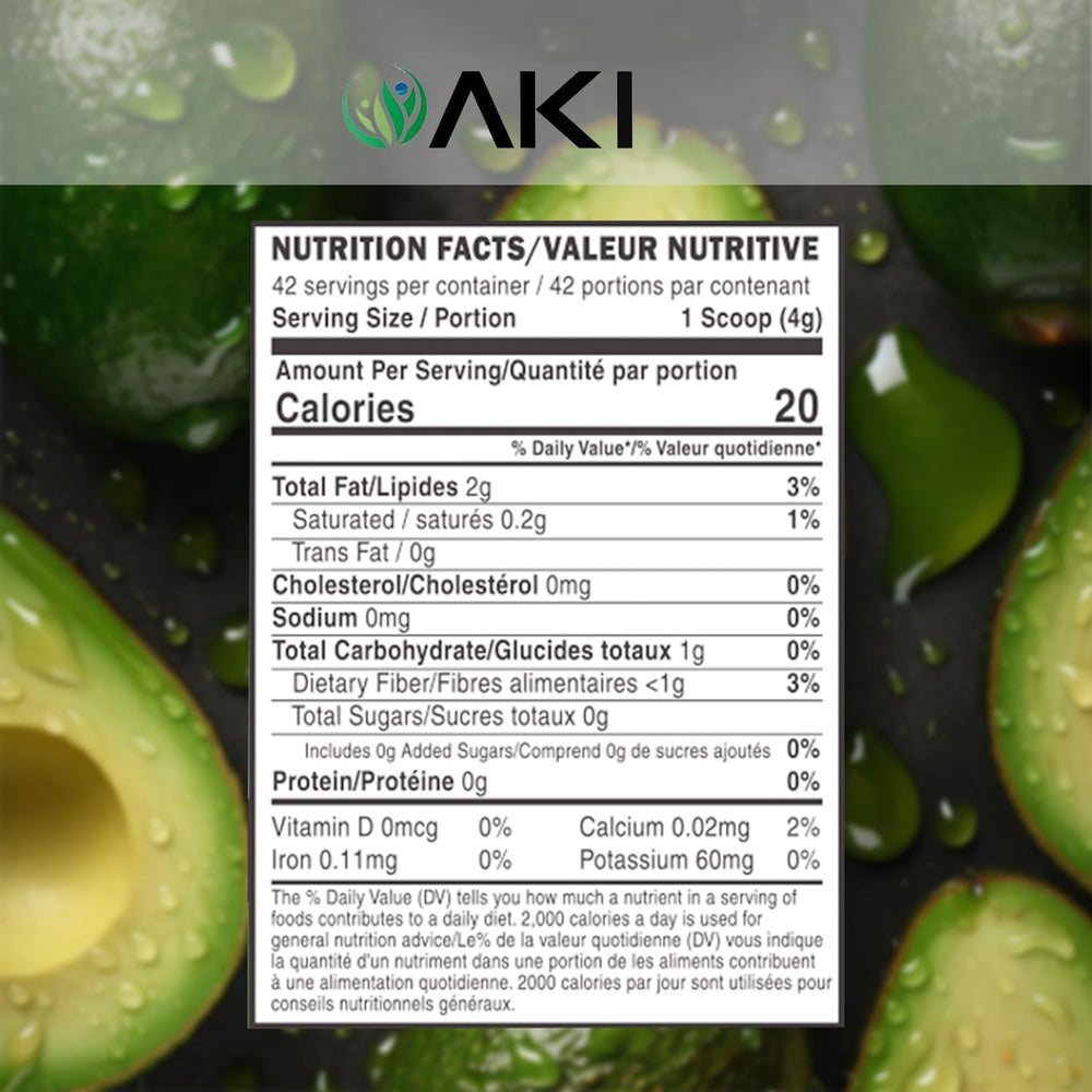 AKI Avocado Superfood Powder scoop showing serving size
