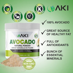 AKI Avocado Superfood Powder in smoothie glass for a creamy boost