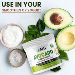 AKI Avocado Superfood Powder added to yogurt cup